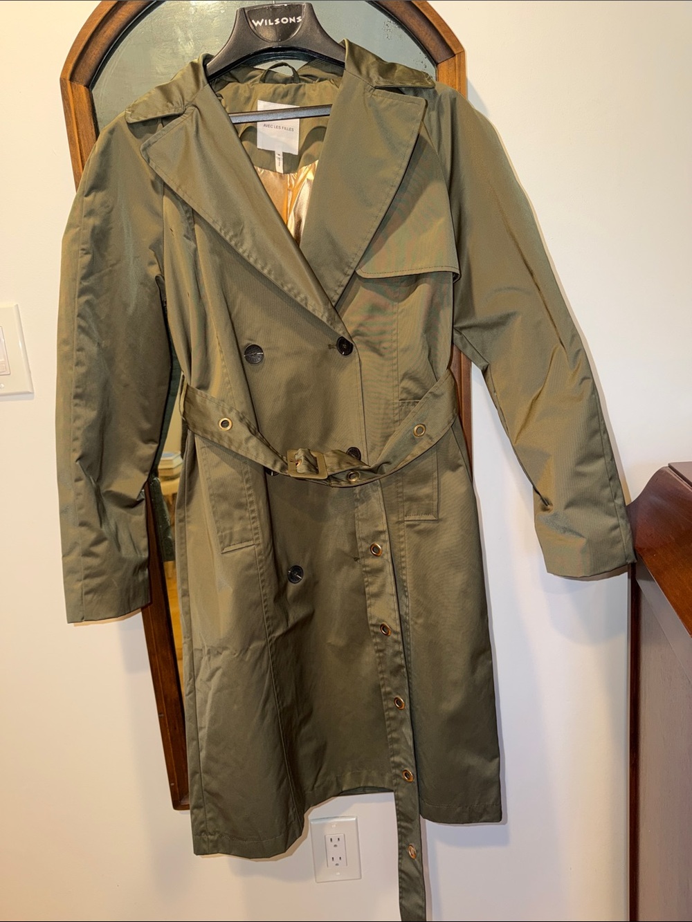 Avec Les Filles Waterproof Utilitarian Trench Coat with Metallic Lining M